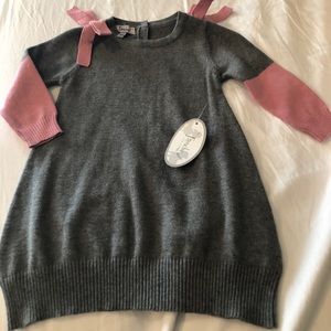 Frenchie Mini Couture 18mos Pink/Gray dress. NEW